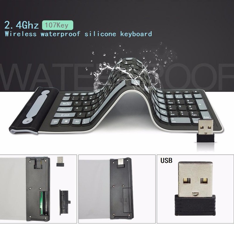 Wireless Keyboard Ultra Thin Quiet Portable Wireless Keyboard 107 Keys