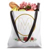 Letter M Initial Floral Monogram with Hand Heart Gesture Tote