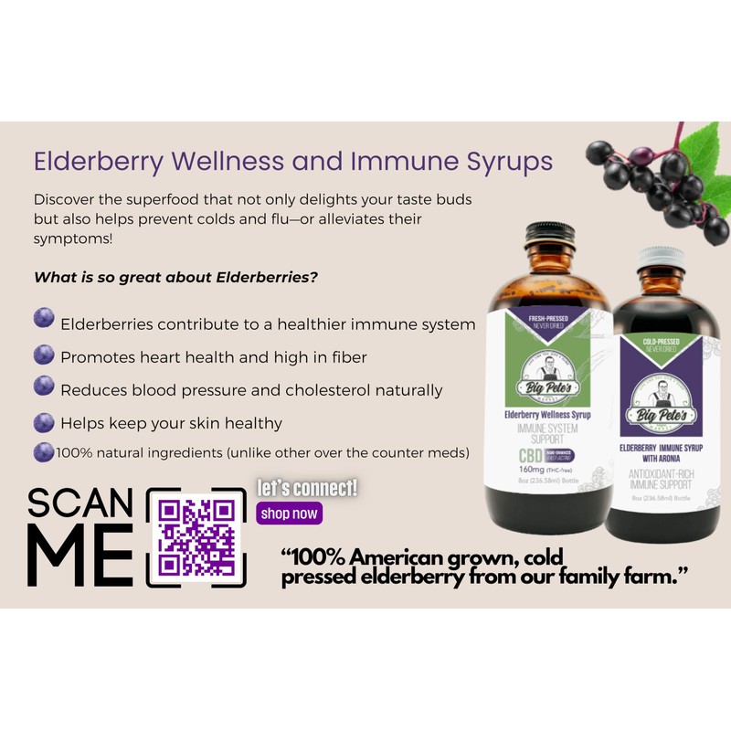 Big Pete's Elderberry Immune Syrup with Aronia-Cold Pressed, Never Dried,