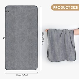 VIVOTE Microfibre Towel for the Bathroom, Ultra Soft and Fluffy Towel with Hanging Loop, Durable Dryer Towel, Large Hand Towel, 50 x 100 cm, Grey, 1 Piece