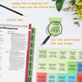 Improved Index Tabs for CPT 2024 Professional Edition, Color-Coded & Laminated CPT Tabs, 90 Printed Tabs with Blank Ones, Alignment Guide and Page Numbers Sheet Included, Tear-Resistant & Waterproof