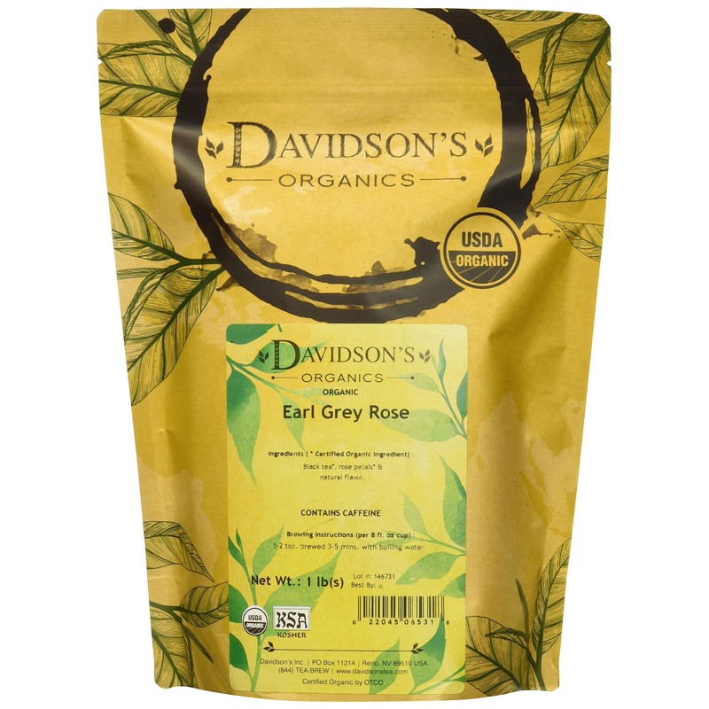 Davidson's Organics, Earl Grey Rose, Loose Leaf Tea, 16-Ounce Bag