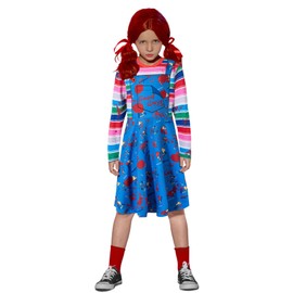 DANBAIEGG - Juego de rol clásico de Halloween para películas de terror y asesino, disfraz de Chucky para niñas (azul, 7-8T)