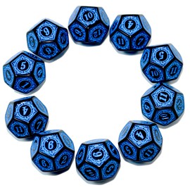 SmartDealsPro 10-Pack Six Sides D6 12 Sided D12 Dice Die for DND Dungeons and Dragons MTG PRG Wow Table Game Math Teaching (D12, Blue Letters)