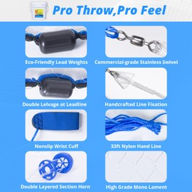 Ultra Light Series Fishing Cast Net with Eco-Friendly Lead Weights
