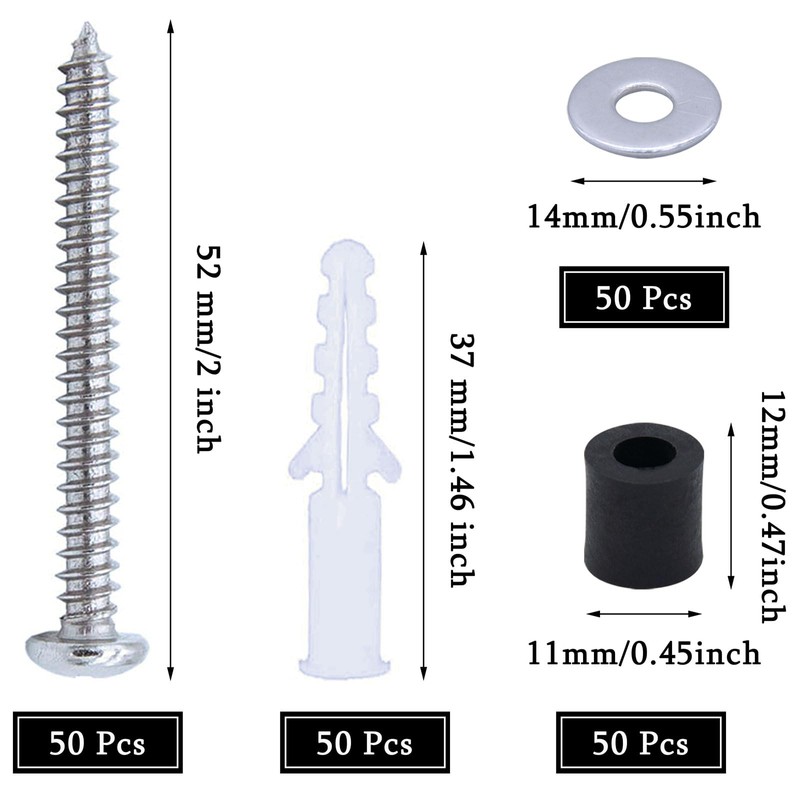 GrliTra 50 Set (200 Pieces) Pegboard Mounting Kit Wall Peg