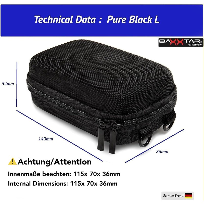 Baxxtar Pure Black L Hard Case for Compact Cameras with