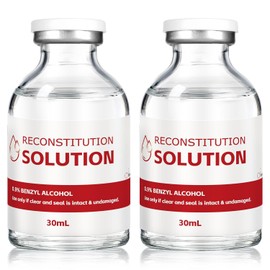 Muagoua Reconstitution Solution 30ml with 0.9% Benzyl Alcohol, 2 Pack Laboratory Supply, Premium Glass Lab Vials with Leak-Proof Cap (Red)