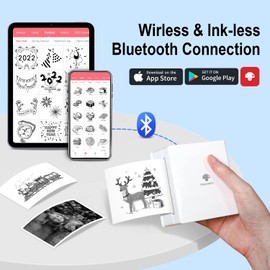 Phomemo M02 Mini Printer, Bluetooth Pocket Printer, Sticker Small Thermal Printer, Portable Printer, Photo Printer for Smartphone for Learning, Study Notes, Anatomical Charts, Photos, White