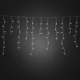 Konstsmide 3672-803 LED Icicle Light Curtain with White Globes, 200 Amber Diode, 24 V Outdoor Transformer Transparent Cable