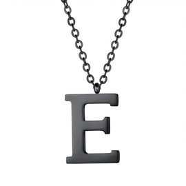 PROSTEEL Letter Necklace for Women Chain 20 Inch Plain Simple Large Initial Minimalist Black E Necklace Initial Jewelry