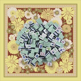 American Mahjong Set 160PCS 32mm 4-Layer Engraved Acrylic Mint Green Tiles Floral Mat 28 Designs Winslow 1920 4-Player GameColor: Light blue tiles and mats7
