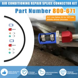 YMT 800-671 A/C Line Splice Kit Fit for 3/8" Line to Hose Repair, With No. 6 Hose 24 Inches, Air Conditioning Repair Splice Connector Kit