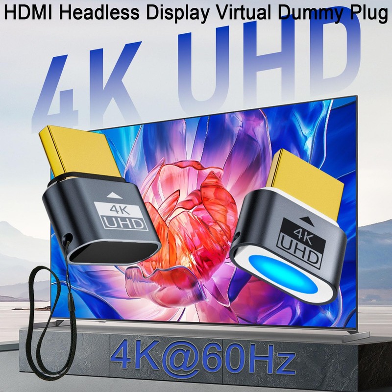 QIANRENON HDMI Headless Display Virtual Dummy Plug HDMI Screenless Remote