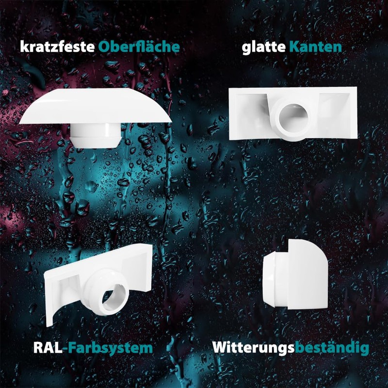 VOOXA Window Water Slot Caps White RAL9016 for 10 mm