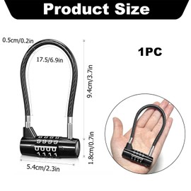 4 Digit Combination Padlock, Cable Padlocks with Code, Outdoor Waterproof Resettable Long Shackle Padlock for School, Employee, Gym & Sports Locker, Gate, Case, Toolbox