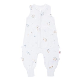 LAT Baby Sleeping Bag with Feet, 0.5 Tog, 100% Cotton Baby Summer Sleeping Bag, Soft and Breathable Baby Sleeping Bag with Legs and Pockets for Children, White Dinosaur, M