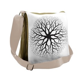 Lunarable Tree of Life Messenger Bag, Dry Branches Circle, Unisex Cross-body
