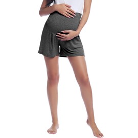 Amorbella Womens Maternity Yoga Shorts Pregnancy Shorts Lounge Wear Pants(Gray,Medium)