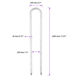 JOIKIT 12 Pack 12 Inch Silver U Shaped Trampolines Rebar Stakes, 5/16" Thick Heavy Duty Galvanized Steel Landscape Garden Ground Anchor Stakes Securing Pegs for Swing Set, Anchoring Tents, Trampoline