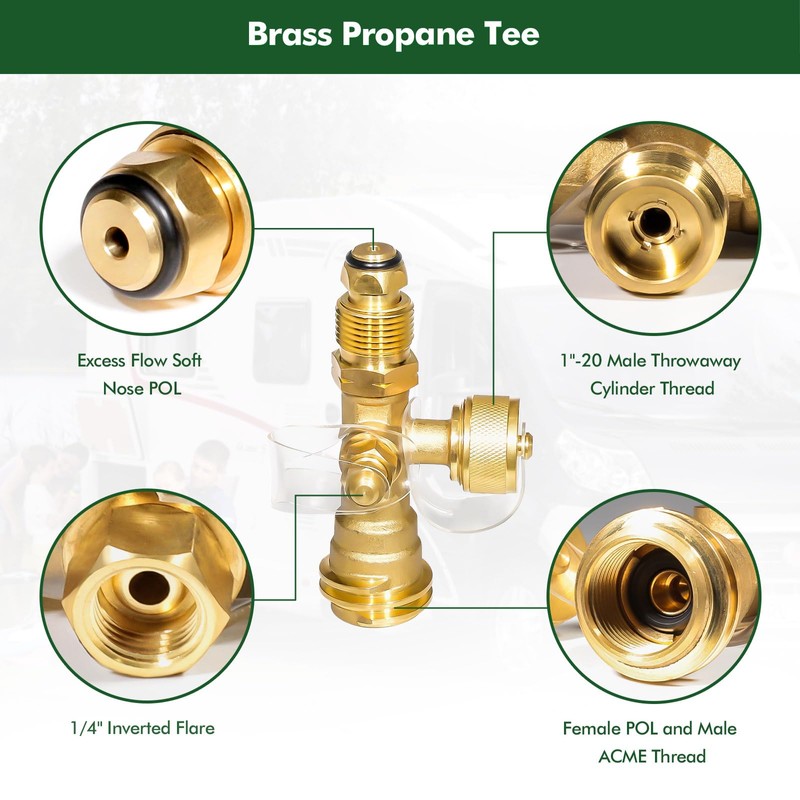 Extend a Stay RV Propane Kit, Propane Brass Tee 4