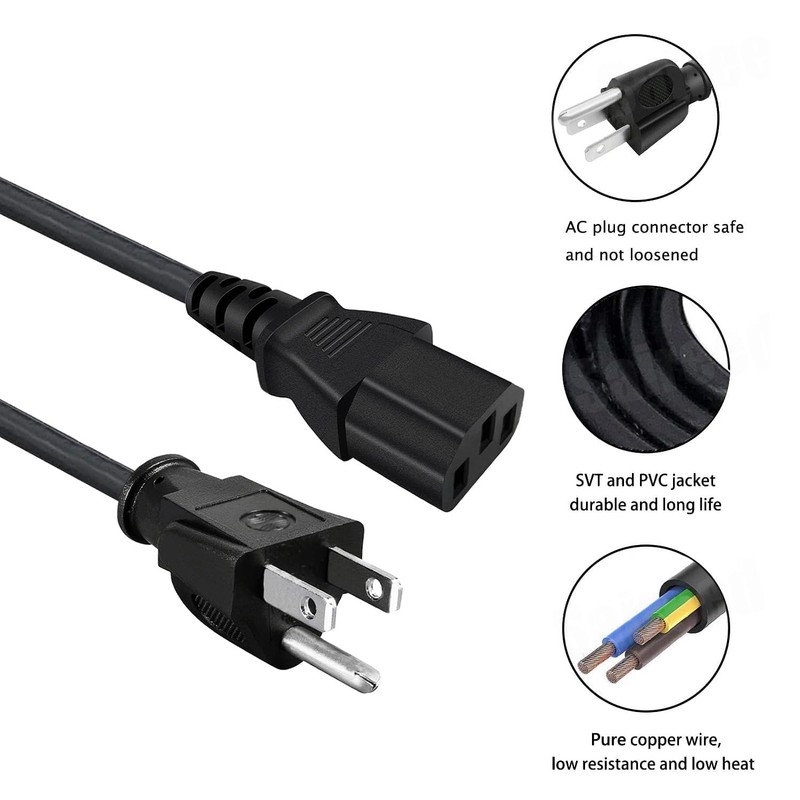 3 Prong 8ft Power Cord for ECOXGEAR EcoBoulder+ EcoBoulder EcoTrek