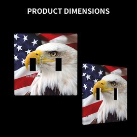 Moslion Eagle 2-Gang Toggle Wall Plate Waving American Flag USA National Flag Stars Stripes Light Switch Covers for Kitchen Bathroom Men Women