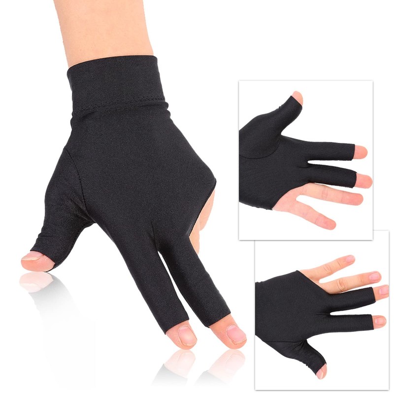 RiToEasysports Open Three Finger Spandex Glove, Snooker Billiard Pool Gloves