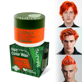 Temporary Hair Color Wax for Men - SUPIYA Washable Hair Wax Color, All-Day Hold Disposable Hair Wax for Party, Cosplay & Daily (Garnet Color #37)