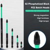 Xiciki PZ2 Schlagschrauber-Bits, robust, lange Bohrer-Bits, S2-Stahl, magnetisch, PZ2-Bits, schwarz
