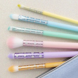 MODA Posh Pastel, Full Size 7pc Delicate Eye Makeup Brush Kit with Pouch, Includes - Eye Contour, Smoky Eye, Crease, Shadow, Brow, and Pointed Liner Brushes