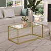 SAYGOER Gold Coffee Table,Glass Rectangular Center Tables,Simple Minimalist Table with