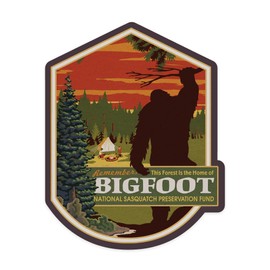 Lantern Press Sticker Home of Bigfoot, WPA Style, Die Cut Vinyl, (Waterproof Decal for Cars, Water Bottles, Laptops, Coolers), Small