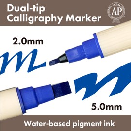 Kuretake Zig Calligraphy Dual Tip Marker Pens 3 colors set, BlueGreen, 2mm, 5mm, Double Tip, for Art, Sketch, illustration, Calligraphy, Journal, Drawing, Made in Japan