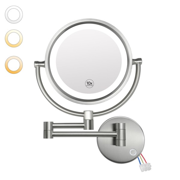 GURUN Wall Mounted Hardwired Makeup Mirror with 3 Dimmable LED