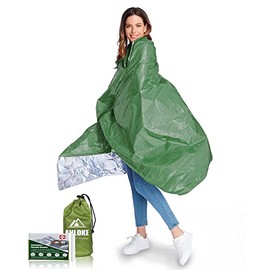 Emergency Blankets Mylar Thermal Blanket (5 Pack) of Space Blanket 82*52 I. Survival Blankets Heavy Duty Camping Gear , First Aid, Green