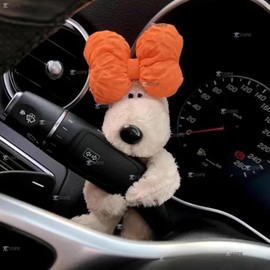 Funny Dog Plush Car Wiper Shift Handle Decoration Doll, Premium Cute Car Dashboard Decoration Dog Car Decoration, Cute Dog Decoration for Car Interior Dashboard (Green Hat)