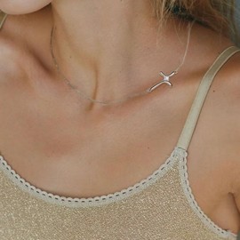 Clearine 925 Sterling Silver Cubic Zirconia Cross Necklace for Women Christian Birthstone Necklace Christmas Birthday Holiday Mothers Valentines Day Jewellery Gifts