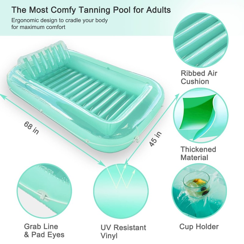 Float Joy Tanning Pool Inflatable Pool Floats Adult Tanning Bed