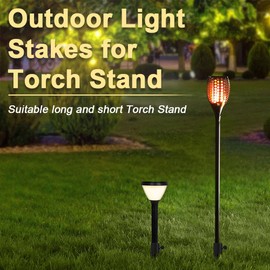 Flymer Metal Torch Stake, Outdoor Garden Light Stakes for Tiki Torch Stand, 6Pcs 11 Inch Torch Stand for Ground, Garden Stakes for Lights