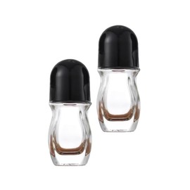 2Pcs 30ml Transparent Glass Essential Oil Roller Bottles Refillable Roll on Bottles Empty Deodorant Bottle Containers Rollerball Bottles Beauty and Personal Care Tools for Fragrance Cosmetics (Black)