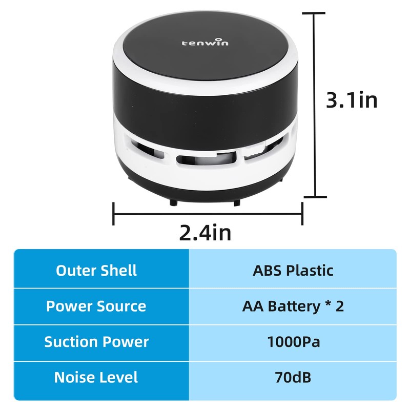 tenwin Mini Vacuum Cleaner, Portable Desktop Vacuum Cordless, Handheld Dust