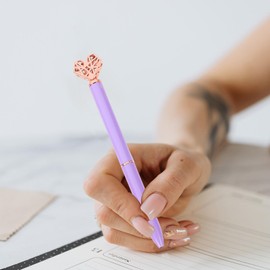 Operitacx Purple Pens Set 10pcs Ballpoint Pens Set Metal Crystal Diamond Pen Black Ink Ballpoint Cute Pens Glitter Fancy Pens for Women Girls Office Wedding Journaling Supplies