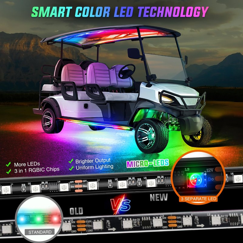Nilight 6PCS Golf Cart Underbody Light Kit with Canopy Lights