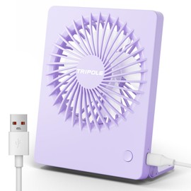 TriPole Mini Desk Fan USB Powered Portable Fan Small Personal Fan 3 Speeds Strong Airflow Table Fan for Travel Home Office Bedroom Desktop, 3.3ft Cable (No Battery, Purple)