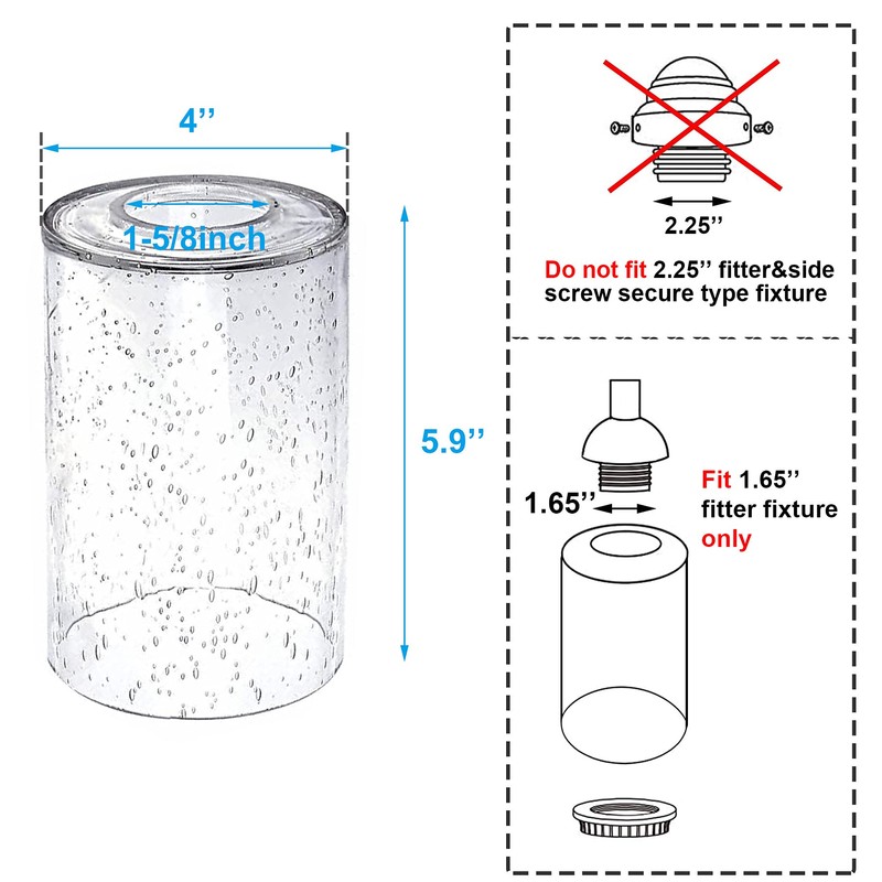 ECUDIS 2 Pack Bubble Glasses Light Shade Cylinder Lamp Shade