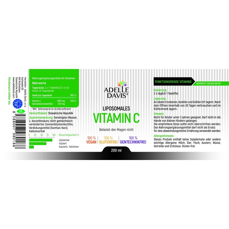 Adelle Davis® Liposomal Vitamin C 1000 mg High Dose Liquid