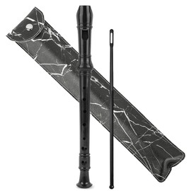 Jasenna Recorder Instrument for Beginner Adults,8-Hole Soprano Descant Recorder Music Flute with with Cleaning Rod & Leather Case For Home Entertainment(2-Black Marble)