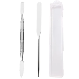 EUSTACE Spatula, Makeup Stainless Steel, Set of 2, Cosmetic Tool, Makeup Spatula, Concealer, Foundation, Eyeshadow, Metal Makeup Spatula