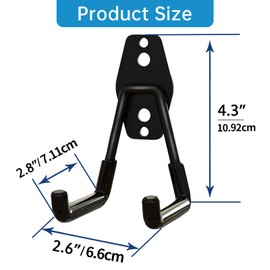 GeeWatom 2 Pack Garage Storage Utility Hooks，Garage Garden Tool Organizer，Steel Wall Mount Hooks, Garden Small U Hooks (Black)
